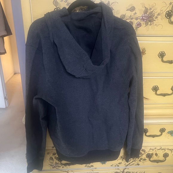 Sweatshirt zippered with hood in dark grey size large - Picture 2 of 2